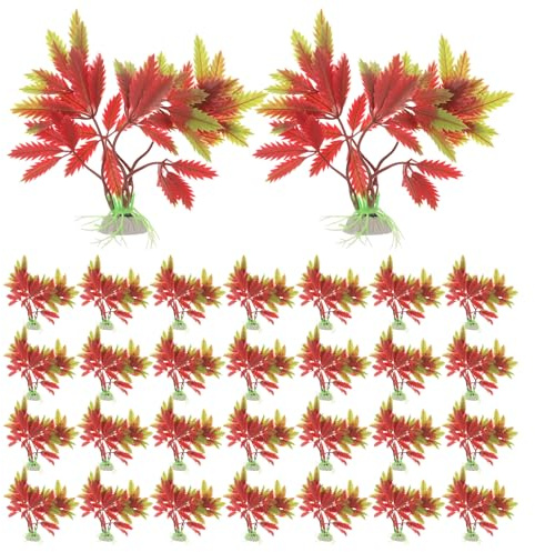 TOYANDONA 50 Plantas Artificiales para Pecera de Plástico Realista, Decoración Acuática para Acuario Aspecto Natural, Set de 50 Piezas de Plantas de Agua Dulce para Decoración de Arrecifes