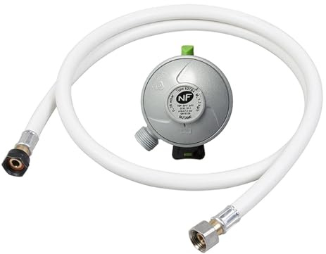 DIPRA - Kit Gaz Butane - Détendeur Quick-on + Flexible 1 m pour Plancha, BBQ et Parasol Chauffant