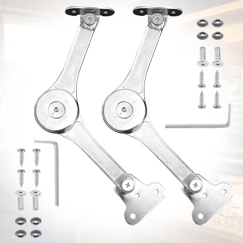 FISH DRAGATE 2 pcs bisagras abatibles de soporte de tapa, con tornillos y llave allen,amortiguador plegable elevado,75°/90°/110°,bisagras abatible para puerta de armario de cocina, puerta de armario