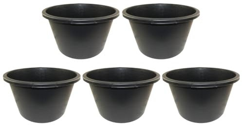 5 St. Mörtelkübel DEWEPRO® - Mörteleimer - Mörtelwanne - Baueimer - Mörtelkasten für Garten und Baustelle, rund 40 Liter
