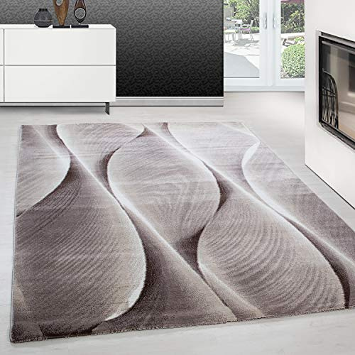 Teppium Moderner Kurzflor Teppich Wohnzimmer 120 x 170 cm Braun - Teppich Waschbar, Ombre Design, Pflegeleicht und Weich - Ideal für Schlafzimmer, Esszimer und als Küchenteppich