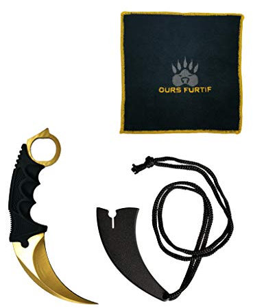 Karambit Messer Scharf - Jagdmesser Feststehende Klinge Real Steel - Survival, Camping, Tactical, Kampf, EDC, Selbstverteidigung, Csgo Outdoor Knife Stainless Steele, jagtmesser - Gold