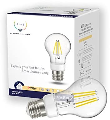 tint Smarte LED-Birne Retro – Steuerbar per Alexa oder Fernbedienung – Dimmbare E27 Glühbirne mit warmweißem Licht 2700 K, 5 W