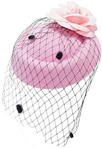 Ro Rox Chapeau Ruby de Rose Filet Vintage Retro 1940 1950 Fascinator Party Mariage - Rose Vif