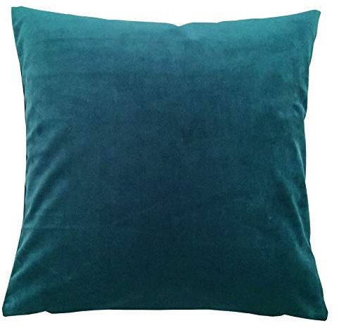 HOME WOHNIDEEN Samt Uni Kissenhülle 50x50 Petrol