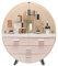 Qivange Round Cosmetic Rack Makeup Organiser Dustproof-Cosmetic Storage Makeup Holder Multifunctional Display Box Case For Lipstick, Nail Varnish, Eye Shadow, Brushes Pink/Grey 34 * 18 * 40cm