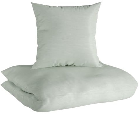 Carpe Sonno® Baumwoll Bettwäsche 135x200 | Unifarbene Bettwäsche Grün Melange | Renforce Bettbezug 135 x 200 | Duvet Cover 135x200 | Bettwäsche-Set auch als Allergiker Bettwäsche Baumwolle geeignet