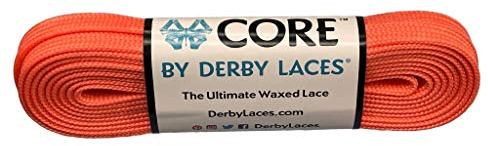 Derby Laces CORE Narrow 6mm Waxed Lace for Figure Skates, Roller Skates, Boots, and Regular Shoes (Coral, 84 Inch / 213 cm)