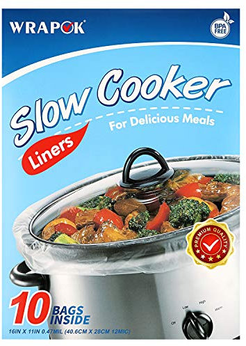 WRAPOK Small Slow Cooker Liners Kitchen Disposable Cooking Bags BPA Free for Oval or Round Pot, Size 11 x 16 Inch, Fits 1 to 3 Quarts - 1 Pack (10 Bags Total)