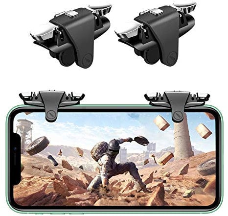 Newseego PUBG Mobile Phone Game Trigger,Botón Ajustable Estirable Teclas de Disparo y Puntería con Mando de Alta Sensibilidad Disparador Móvil para Reglas de Supervivencia para iPhone/Android-Negro
