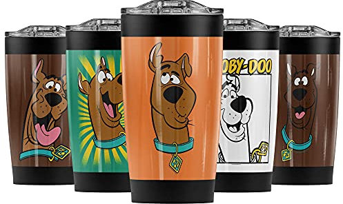 Scooby-Doo verwirrter Edelstahl-Reisebecher, vakuumisoliert und doppelwandig, mit auslaufsicherem Schiebedeckel, ideal für Kaffee/heiße Getränke und kalte Getränke