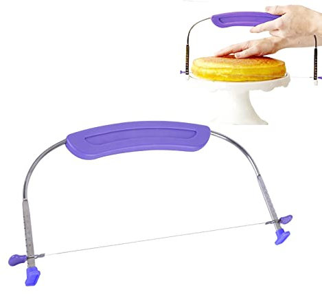 WAFJAMF Taglierina regolabile per torte, affettatrice professionale con fili in acciaio inossidabile e manico per livellare le parti superiori delle torte a strati, adatta per torte da 25,4 cm