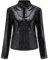 YFFUSHI Femme Veste en Simili Cuir Décontracté Style Motard PU Biker Blouson Cuir en Col Montant,Noir,L