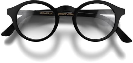 LONDON MOLE® „Graduate“-Lesebrille – coole runde Brille für Männer und Frauen, entworfen für Stil, Komfort und Haltbarkeit –Mattschwarz – Vergrößerung +1.5