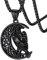FaithHeart schwarz Viking Rabe Anhänger Halskette Wikinger Krähe Kette Retro Nordischer Krähe Kette mit Halbmond für Geburtstag Vatertag Valentinstag