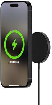 Mous - Wireless Charger MagSafe Compatible Accessory for iPhone 16/15/14/13/12 Series Phones with Integrated 1.2m USB-C Cable - Matte Black