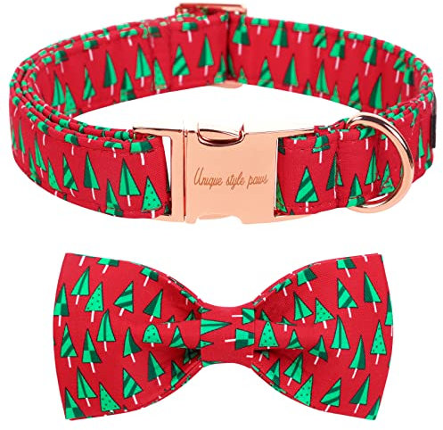 Unique style paws Christmas Hundehalsband, Haustierhalsband Geschenk für Mädchen Jungen Hunde, verstellbares Hundehalsband für kleine mittelgroße Hunde-M
