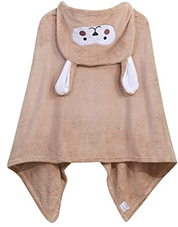 Poo4kark Niedlicher Hase Premium Kapuzenhandtuch für Ultraweiches und extra großes Badehandtuch aus Baumwolle mit Kapuze für Mädchen von Little Tinkers World (A, One Size)