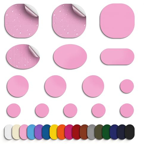 Skystuff Zelt Reparaturset & Flicken selbstklebend Stoff aus Nylon, 45 Stück wasserdichte Reparaturflicken für Daunenjacke, Zelt, Isomatte, kälte- & hitzebeständig, Patches für Jacke, Rosa