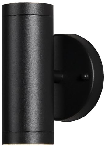 Konstsmide Outdoor Wall Light Mains Powered/Modena Up Down/LED High Power 2 x 4 W Lamp/Clear Glass/Aluminium/IP54/Outside Light Matt Black