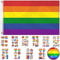 Bandera Orgullo LGBT 150x90 cm Bandera Arcoiris 75 Hojas Tattoo Pride Stickers Broche Bandera Gay Bisexual Flag con 2 Ojales Latón para Fiestas Desfiles Carnavales Festival Decoraciones Celebraciones