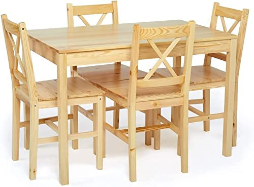 ALLINLIFE Tavolo da Pranzo con Sedie, Set da Tavolo per Sala da Pranzo, Cucina e Soggiorno,108 x 65 x 73 cm (Colore di Legno)