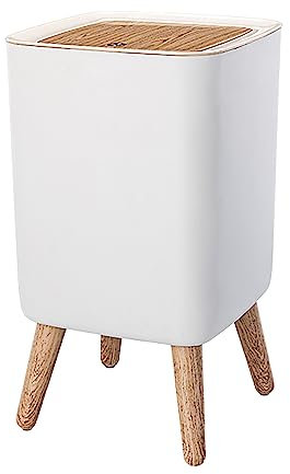 Mülleimer, nordischer moderner Abfallkorb aus Kunststoff für Küche, Bad, Schlafzimmer, Wohnzimmer, Büro, Outdoor, hundesicher (7 Liter Druckdeckel-Mülleimer)