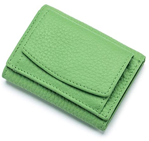 ZhaoCo kleine Geldbörse Damen mit Münzfach Echtleder Geldbeutel Damen Mini Portemonnaie mit RFID Schutz Kreditkartenetui für Frauen Mädchen - Olive