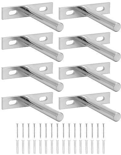 QWORK® 8 Pièces Fixation Étagères Murale Invisible - 75mm - Supports Étagères Flottante en Fer Solide