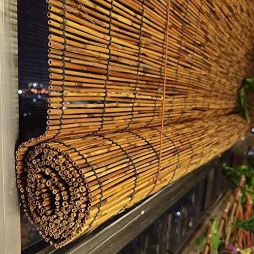 Rideau en Roseau de Carbonisation,Rideau de Paille Pare-Soleil de Balcon,Volets Roulants en Bambou,Respirant,Naturel,Tissés à Main,pour Intérieur Extérieur,Personnalisé (W80xH150cm(32x59in))