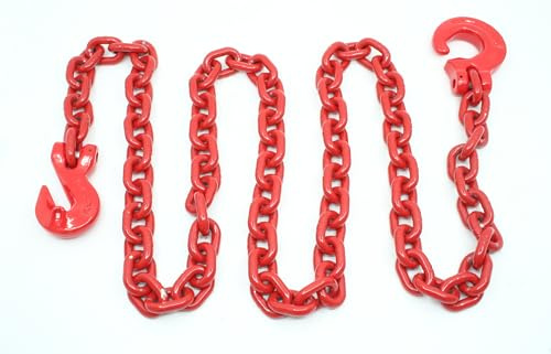 Joma-Tech | Forstkette rund | Gliedstärke: 8 mm | Länge: 3 m | mit Schling- u. Parallelhaken | Rückekette für Forstarbeiten & Holzrückung | Rot