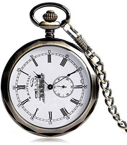 ROLTIN Klassische Taschenuhr für Herren, Taschenuhren für Herren, mechanische Taschenuhren mit Handaufzug, Taschenuhrkette