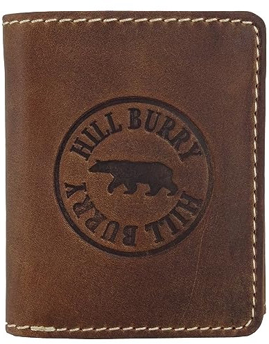 Echt-Leder Leder Geldbörse • Geldbeutel Damen und Herren mit RFID-Schutz • Portmonee mit Münzfach • Portemonnaie Hill Burry HillBurry • braun für Männer Brieftasche Wallet • Hochformat