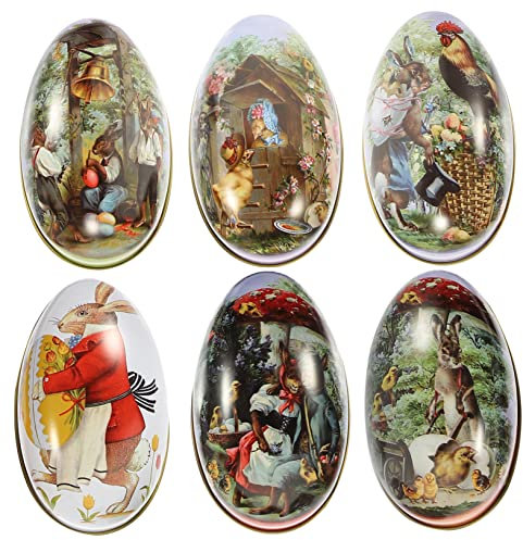 HAPINARY 6st Blechdose Zu Ostern Osterdeko Metall Eier Osterei-verzierung Ostereier Schachtel Ostereier Geschenkdose Ostereier Schmuckdose Ostern Bonbondosen Kind Eisen Blechbüchse Hase