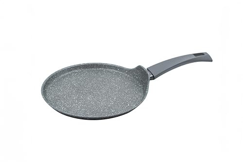 Zanetti - DURAPIETRA Crepiera 25 cm in Alluminio, Padella Antiaderente per Crepes Forgiata ad Alto Spessore, Effetto Pietra e Manico Soft Touch, Per Ogni Piano Cottura Incluso l'Induzione