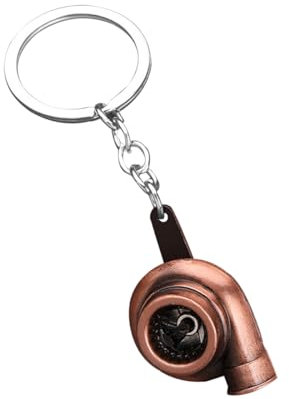 Adunsiaoto Polierter Autoschlüsselanhänger Turbo für Dekoration, Auto Schlüsselanhänger Turbo, Spinning Turbo Schlüsselbund, Schlüsselanhänger im Turbolader(Rot Antik)