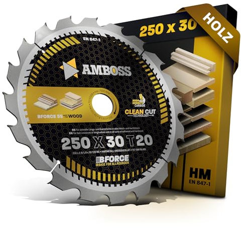 HM Kreissägeblatt 250x30 Z20 Wechselzahn für Holz - Zuschnitt. AMBOSS WERKZEUGE® Sägeblatt 250mm komp. zu Dewalt DWE 7492 Record Power TS250. Holzmann. Atika. Bernardo. Scheppach. Mafell uvm.