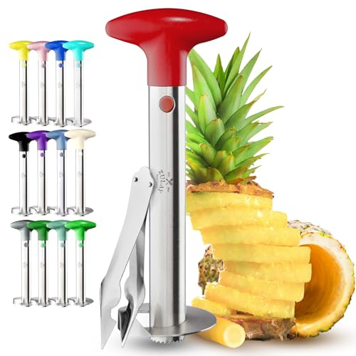 Zulay Kitchen Taglia-ananas in acciaio inox – Taglierina per ananas resistente con lama rinforzata e strumento per la rimozione degli occhi – senza sforzo per rimuovere e affettare il nucleo