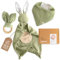 Mikito Baby Geschenk Junge & Mädchen | Neugeborenen Geschenk Set: Musselin Schnuffeltuch Baby + Beißring + Lätzchen + Holzschild | Newborn Baby Set als Geschenk zur Geburt