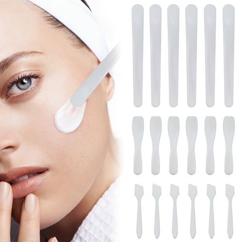 18 PCS Cosmetic Plastic Spatula,Face Mask Brush,Mask Tip Scoops Cosmetic Spatula Scoop for Mixing and Sampling Cosmetics