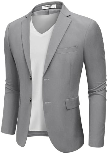 COOFANDY Sakko Herren Sportlich Blazer Slim Fit Anzugjacken für Herren Sportsakko Freizeit Jackett Business Grau M