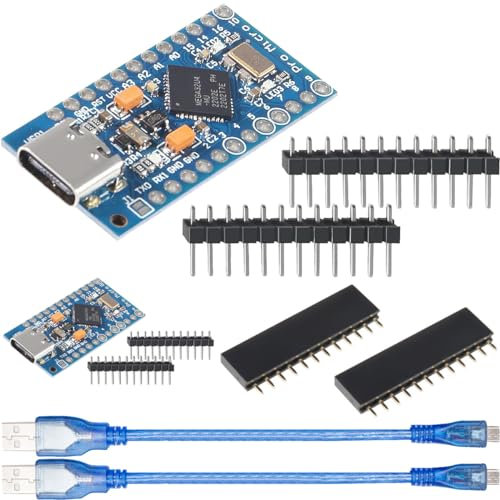 DAOKAI Pro Micro ATmega32U4 5V/16MHz Module Type-C IDE Development Board Updater Microcontroller Serial Connection with Pin Header for Arduino - 2pcs