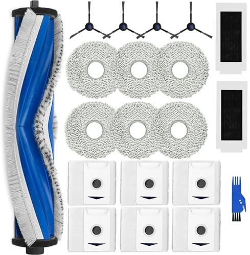 Zubehörset für ECOVACS DEEBOT T30 Omni / T30 Pro Omni, Saprdii 6 Antibakterielle Staubbeutel, 6 Mopp Wischtücher, 1 Hauptbürste, 2 Filter, 4 Seitenbürsten, Ersatzteile Saugroboter Zubehör