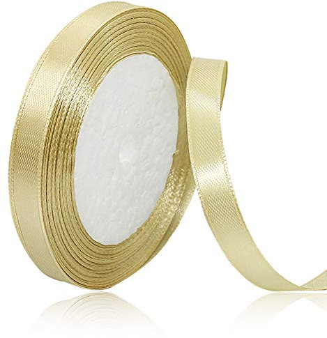 Geschenkband Gold, Satinband Gold 10mmx 22 m,Schleifenband Gold Band Geschenkbänder,Schleifenband Stoffband Bänder Für Weihnachten Geschenkverpackungen,Hochzeit, Taufe Und Geburtstag Geschenke