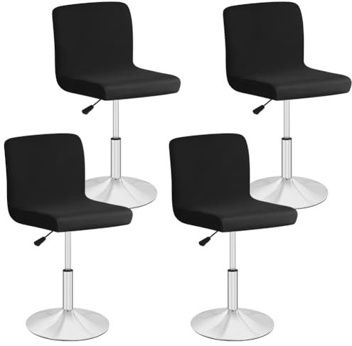 Zinueen Set mit 4 Bezügen für Hochstühle, Barhocker, abnehmbarer und waschbarer Bezug für Hochstuhl, drehbar, Schwarz
