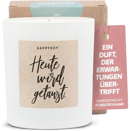 Geschenke für Frauen - Duftkerze mit Spruch - Dankeschön, im Glas, Geburtstagskerze, Einzugsgeschenk - Handgemachte Kerze - Sojawachs - Weiß
