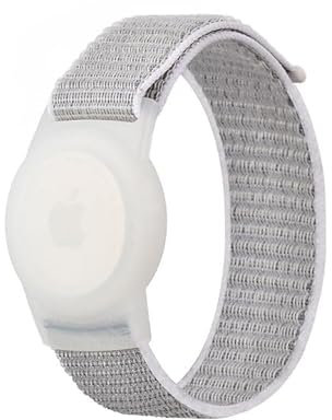 Nylon Airtag Armband Kinder, AirTags Weiche Silikon-Uhrenarmbänder, Nylon Bracelet für AirTag, GPS-Tracker-Uhrenarmband, Anti-Kratz-Schutz für Positionierung des Airtag-Tracking-Armbands (Silbergrau)