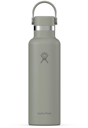 HYDRO FLASK - Standard Mouth Water Bottle 621 ml (21 oz) - Vacuum Insulated Stainless Steel Water Bottle with Leak Proof Flex Cap and Powder Coat - Agave