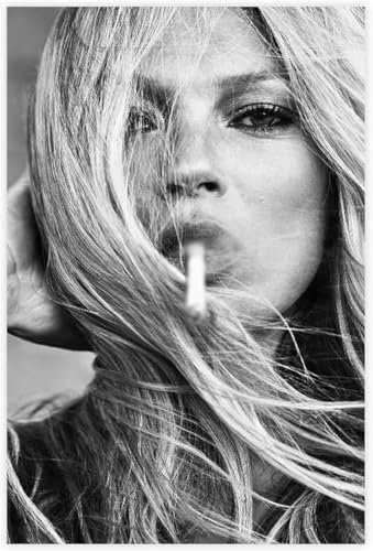 Kate Moss Poster, schwarz-weiß, Leinwand, Wandkunst, Dekordruck, Foto für Wohnzimmer, Schlafzimmer, Dekoration, ungerahmt, 30 x 45 cm