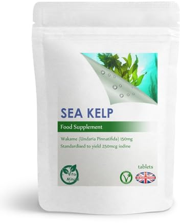 100 x Sea Kelp 150mg Tablets, High Natural Iodine 250mcg, Thyroid, Hair Skin Support